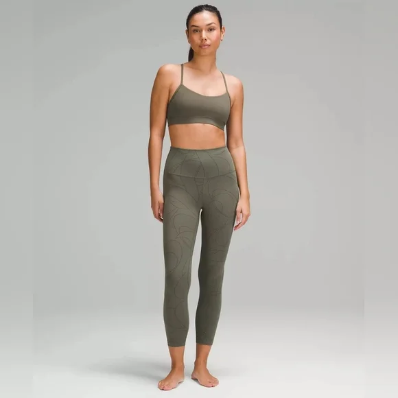 Lululemon Align High-Rise Pant 25" Size 6 Scripted Yogo Army Green - Dark Olive - Picture 1 of 12